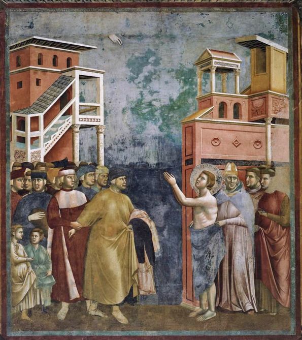 One of the Legend of St. Francis frescoes at Assisi, the authorship of which is disputed